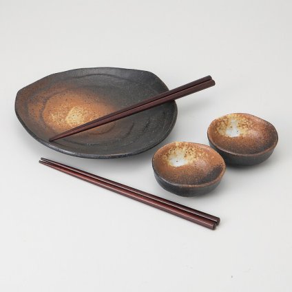 黒備前ミニ御膳セット 陶器 美濃焼 やきものの里から、暮らしを贈ります。　ギフト 食器 セット テーブルウェア