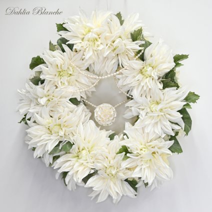 【最後の1点】誕生日 送別 新築祝い 結婚祝い Dahlia Blanche（ダリア・ブランシュ）玄関 花 お礼 リース スワッグ インテリア　純白