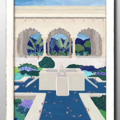 夏の風景 ハワイ Hawaii プール A3 サイズ ポスター アート おしゃれ 絵画 インテリア 北欧 イラスト マット紙 艶消し アートパネル 額 フレーム デザイン 壁掛け ギフト 新築祝い ディスプレイ 引越し祝い　新生活　空間デザイン