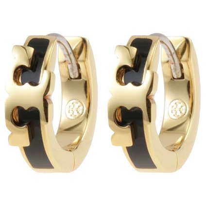 トリーバーチ TORY BURCH ピアス アクセサリー 64930-720 aptb00101l T ロゴ SERIF-T ENAMEL HUGGIE HOOP EARRING セリフT エナメル ハギー フープ Tory Gold / Black ゴールド+ブラック