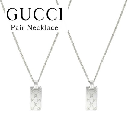 グッチ ペアネックレス 2本セット メンズ レディース GGシグネチャー タグ ペンダント シルバー925 夫婦 カップル お揃い 高級感 誕生日 プレゼント 結婚記念日 ギフト GUCCI 成人 卒業 入学