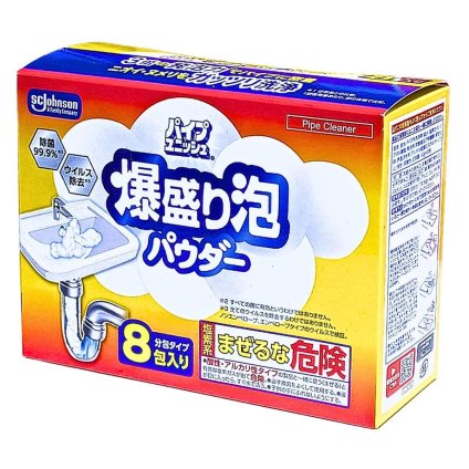 パイプユニッシュ 爆盛り泡パウダー 8包入 ジョンソン  排水口 排水溝 泡 掃除 パイプ クリーナー 洗浄 洗面台 お風呂 キッチン 台所 ヌメリ ニオイ 消臭 除菌 ウイルス除去 塩素系洗剤 (まぜるな危険) 爆盛り 泡パウダー 50g×8