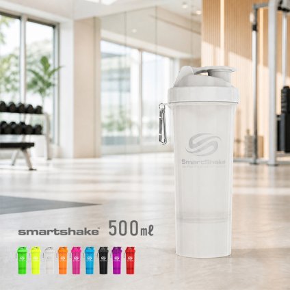 SmartShake スマートシェイク Slim 500ml[プロテインシェイカー プロテインボトル シェーカーボトル シェイカー 食洗機対応 電子レンジ対応 ピルケース付きボトル 水筒 スポーツボトル マイボトル サプリメントケース ダマにならない]