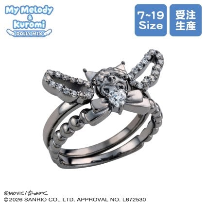 【受注生産品】【送料無料】 クロミ リング 指輪 2本 セットリング DOLLY MIX 水色天使 サンリオキャラクターズ シルバー925 キュービックジルコニア 7～19号 羽根 ブラック ブランド おしゃれ かわいい アクセサリー 10代 20代 30代 40代 50代 レディース 女性 誕生日 記念日 プレゼント ギフト ホワイトデー 母の日 white clover ホワイトクローバー