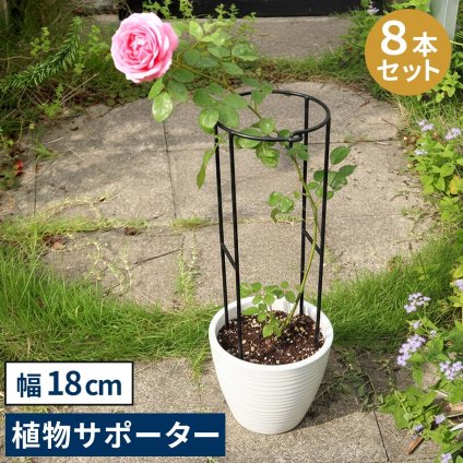 アイアン製植物サポーター 幅18 8本セット IF-N0050-8P奥行10 高さ50 ハーフリング 倒れ防止 広がり抑制 スチール 鉄製 支柱 園芸 植物サポート フラワーサポート 菜園 花壇