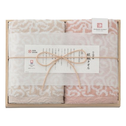 実りの秋の贈り物 フェイスタオル2P（木箱入） 今治謹製 ピンク 33.5×75cm 0.4kg 綿100%