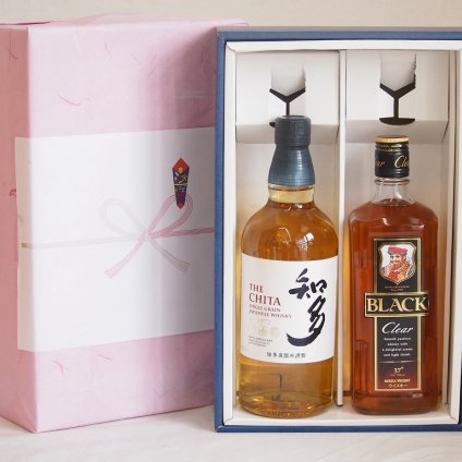 感謝贈り物ウイスキーボックス2本セット(知多 43度 クリアーブラック 37度) 700ml×2本