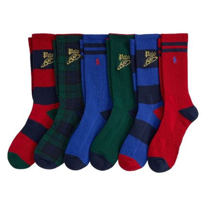 ポロラルフローレン：BLACKWATCH TARTAN & P WING ソックス 6PK (アソート)[ソックス/ 男性下着/ メンズインナー/人気ブランド/おすすめギフト/誕生日プレゼント/メンズファッション]