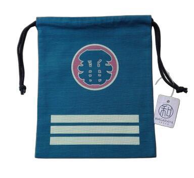 シルク100%！巾着 裏地付き【日本製】 番 江戸火消柄 20cm×25cm