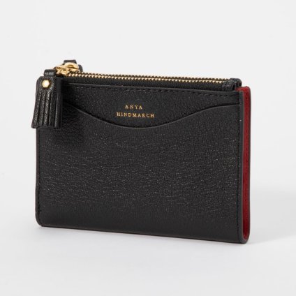 アニヤ ハインドマーチ  ANYA HINDMARCH 5050925159906 二つ折り財布 Peeping Eyes Small Double Zip Wallet レディース 財布 ピーピング アイズ スモール ダブル ジップ ウォレット アイ ミニ財布 Shiny Capra レザー 小銭入れ付き プレゼント 記念 コンパクト ブラック