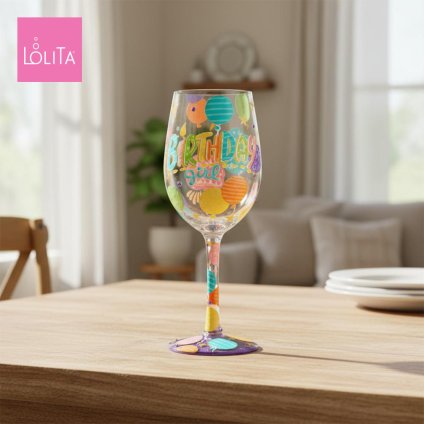 Lolita ワイングラス Birthday Girl 22.4cm バースディ・ガール | かわいい おしゃれ ポップ モダン デザイン食器 アート ロリータ･ヤンシー 正規輸入品