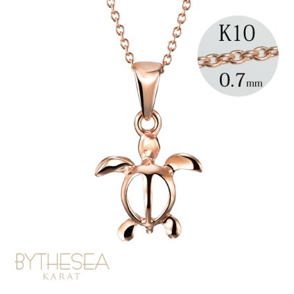 ゴールド ネックレス ハワイアンジュエリー ネックレス ホヌ ピンクゴールド ネックレス 幸せを運ぶ ホヌ Sサイズ 14K K14ピンクゴールド K10 10Kあずきチェーン太0.7mm ギフトラッピング可能 彼女 妻 女性 レディース プレゼント ハロウィン 【品番：CG-GP116R】