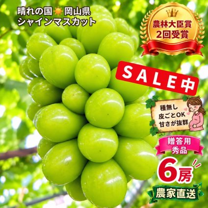 岡山県産 シャインマスカット 300g6房 贈答用秀品 国産 フルーツ