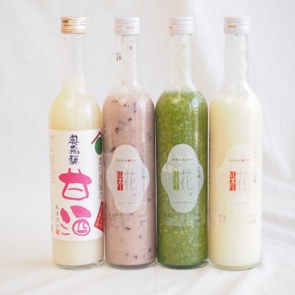 セレクト甘酒4本セット(奥飛騨甘酒500ｍｌ 山崎(愛知県)一糀吟醸・抹茶・古代あまざけ500ml×3本)