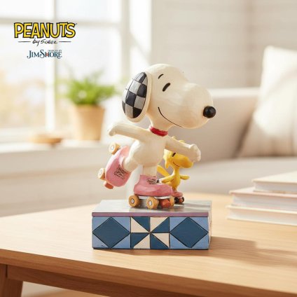 スヌーピー&ウッドストック ローラースケート 13cm | ジムショア ピーナッツ グッズ フィギュア 人形 置物 彫刻 Jim Shore 正規輸入品