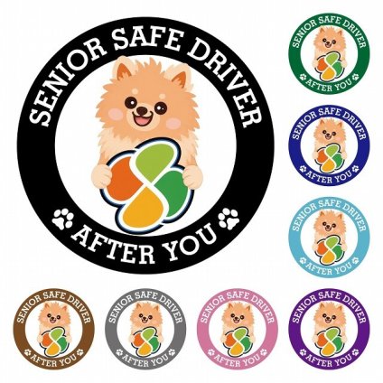 カーサイン 高齢者マーク SENIOR SAFE DRIVER ポメックス ステッカー シール 直径13cm 肉球 日本製 車