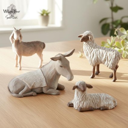 ウィローツリー Sheltering Animals - 動物たち 7.5cm | キリスト 降誕セット 馬小屋セット ナティビティ プレゼピオ 置物 彫刻 人形 インテリア スーザン･ローディ 正規輸入品