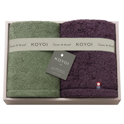 KOYOI〈今宵〉 日本製 今治・泉州フェイスタオル2P ／タオル 日用品・ヘルスケア 敬老の日 プレゼント ギフト お祝い いつ 70代 80代 メッセージ おじい おばあ 祖父母 お彼岸 お供え 秋 2026 送料無料 ギフト プレゼント プチギフト 内祝い 快気祝い 出産祝い 結婚祝い 引出物 新築祝い お返し