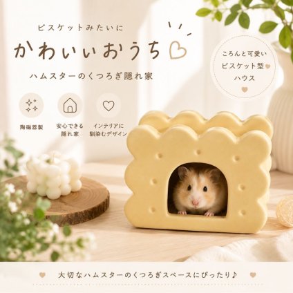ハムスター ハウス 陶器 クッキー型 隠れ家 小動物 ハムスター用品 陶製 ハウス 寝床 ひんやり 夏用 ゴールデンハムスター キンクマ ジャンガリアン 小動物用品 かわいい