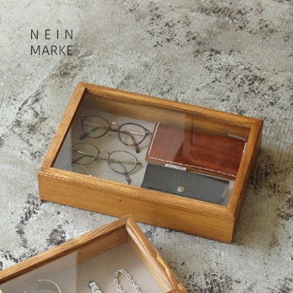 NEIN MARKE ナインマーケ パインスタッキング アクセサリーケース L[木製 アクセサリー ケース 木 蓋 ガラス ジュエリーケース ジュエリーボックス リング 指輪 腕時計 ネックレス 眼鏡 収納 おしゃれ]