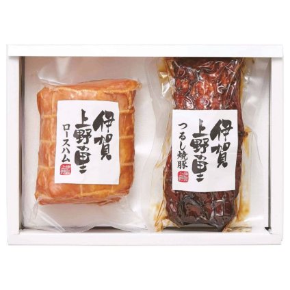 お歳暮 伊賀上野の里 つるし焼豚&ロースハムセット (SAG-35N) ※送料無料(北海道・沖縄・離島への配送不可)