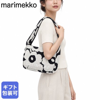 マリメッコ marimekko ショルダーバッグ ニットバッグ Unikko ウニッコ レディース ブラック 94141 094141 911 北欧雑貨 北欧デザイン 送別会 誕生日 お中元 結婚祝い 結婚式 高級 父の日 母の日 ホワイトデー