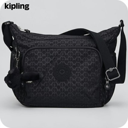キプリング ショルダーバッグ レディース ブランド Kipling ガブ S ロゴ ワンポイント 総柄 KI4611-K59 Signature Emb 黒