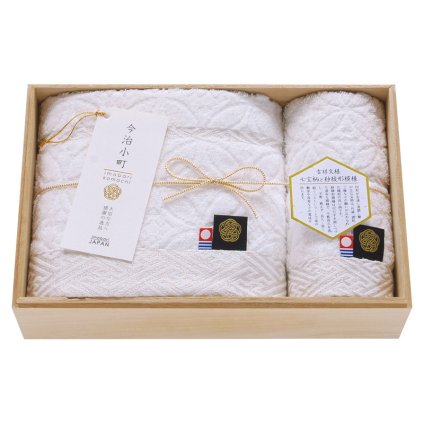 今治小町 白無垢 バスタオル&ハンドタオル(木箱入)  ／タオル 日用品・ヘルスケア 敬老の日 プレゼント ギフト お彼岸 お供え 秋 2026 送料無料 ギフト プレゼント プチギフト 内祝い 快気祝い 出産祝い 結婚祝い 引出物 新築祝い お返し