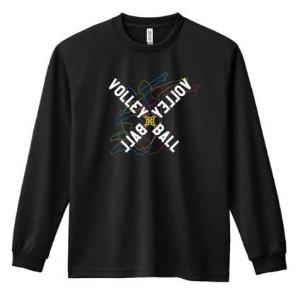 バレーボール ロンT 長袖 Tシャツ メンズ 練習着 レディース ジュニア ウェア ドライ おもしろ tシャツ 名入れ おしゃれ キッズ 文字入れ無料 「ネオンスタイルのクロスVOLLEYBALL」 アートワークスコウベ 【送料無料】