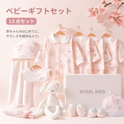 ベビーギフトセット 15点セット 出産祝い 新生児 オールシーズン 綿100％ 肌着 ベビー服 赤ちゃん スタイ おくるみ 帽子 ミトン ベビー用品 赤ちゃん 出産準備 男の子 女の子 プレゼント ギフトボックス 靴下ソックスベビー服ギフトセット 無農薬 詰め合わせ ギフト