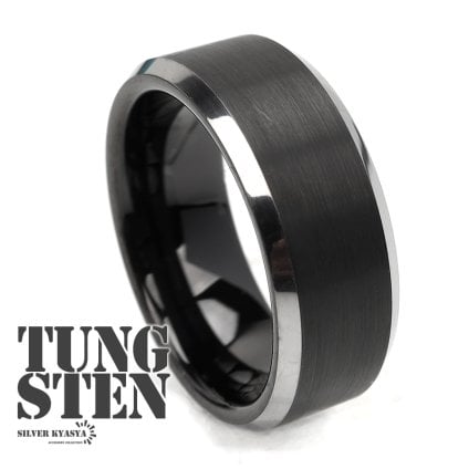 タングステン リング 指輪 メンズ 黒 艶消し マットブラック ヘアライン 男性 リング 金属アレルギー対応 tungsten プレゼント silver kyasya
