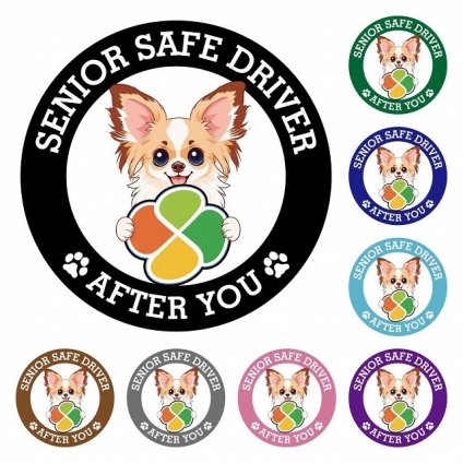 カーサイン 高齢者マーク SENIOR SAFE DRIVER パピチワ ステッカー シール 直径13cm 肉球 日本製 車