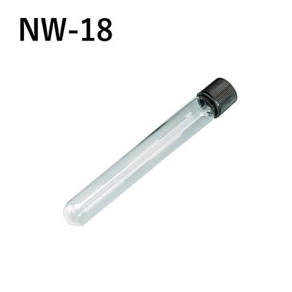 「ねじ口試験管　NW-18　1本」　容量　25mL　材質　硼珪酸ガラス、キャップ　メラミン　オートクレーブ可　パッキン　シリコン　PTFE　四フッ化工チレンコート　胴径×全長×口内径　φ18×160×φ12.8　形状　丸底