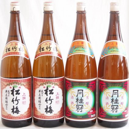 祝い酒日本酒 4本セット(月桂冠 上撰 清酒(京都府) 松竹梅 上撰 清酒(兵庫県)) 1800ml×4本