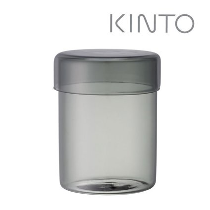 KINTO キントー SCHALE ガラスケース 800ml スモーク[ガラス 保存容器 キャニスター 浅型 ガラスキャニスター おしゃれ キッチン インテリア 衛生用品 食品 電子レンジ対応 筒状 筒形 グレー 透明 清潔感 砂糖 塩 調味料 見せる]