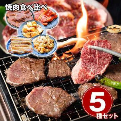 焼肉 セット 5種 食べ比べ 牛肉 豚肉 牛ハラミ ホルモン マルチョウ シマチョウ 牛バラ 豚バラ 肉 お肉 焼くだけ タレ漬け BBQ バーベキュー キャンプ アウトドア お取り寄せ グルメ 冷凍 食品 ギフト お祝い