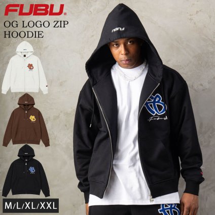 FUBU フブ パーカー メンズ レディース fam-62705 OGロゴ ジップ フーディー フルジップ ジップアップ スウェット サガラ刺繍 ワッペン ビッグシルエット ストリート ヒップホップ ダンス カジュアル トップス M L XL XXL 2026FW Karlas