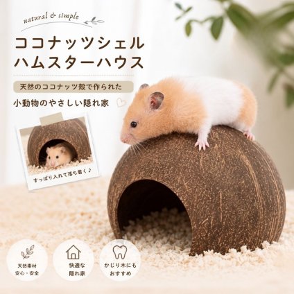 ココナッツシェル ハウス ハムスター 小動物 天然素材 隠れ家 ココナッツハウス ヤシの実 シェルハウス かじり木