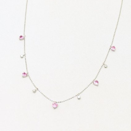 ピンクサファイヤ1.00ctダイヤ0.16ct K18WGネックレス OD