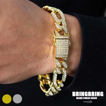 ブリンブリン フィガロチェーン ブレスレット 喜平チェーンブレスレット マイアミキューバン メンズ ゴールド シルバー gold silver HIPHOPアクセサリー キラキラ Figaro chain 男性