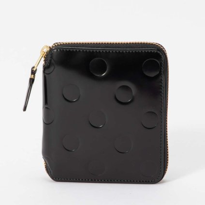 コムデギャルソン COMME DES GARCONS SA2100NE 二つ折り財布 メンズ レディース 財布 ミニ財布 小銭入れ ポルカドットエンボス レザー ラウンドファスナー プレゼント コ折りたたみ POLKA DOTS EMBOSSED ブラック