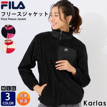FILA フリースジャケット レディース ブランド 秋 冬 ジャンパー スタジャン ブルゾン ハイネック 防風 保温 防寒 冷え対策 アウター 上着 保温 防寒 M L LL 大きいサイズ 敬老の日 プレゼント ギフト