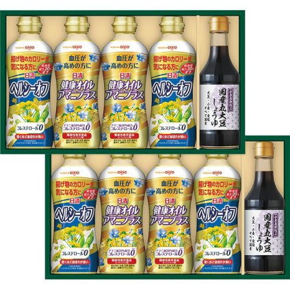 日清 バラエティオイル 丸大豆しょうゆギフト [26-2887-039] SOT-50WA ヘルシーオフ アマニプラス アマニ油30パーセント配合 機能性表示食品 しょうゆ セット お返し 内祝い お祝い お歳暮 お中元 ギフト