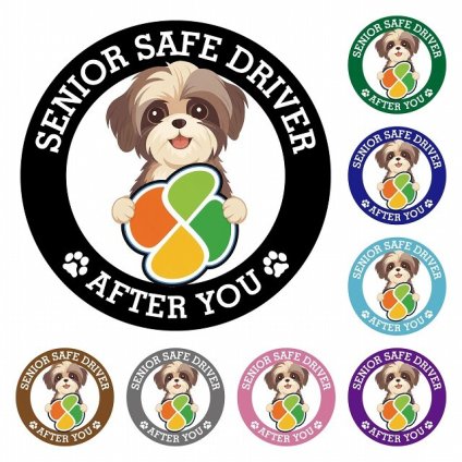 カーサイン 高齢者マーク SENIOR SAFE DRIVER シーズー ステッカー シール 直径13cm 肉球 日本製 車