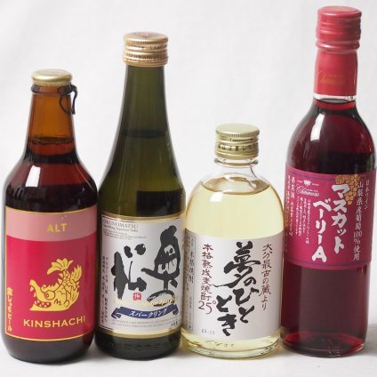 夢のひとときとハーフサイズ4本セット(金しゃちビール金鯱アルト(愛知県) 奥の松 純米大吟醸スパークリング（福島県） 井上酒造 麦焼酎夢のひととき25度（大分県） シャンモリワイン 山梨県産マスカットベーリーAライトボディ（山梨県）) 330ml×1本 