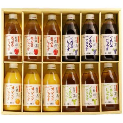 有機ジュース オーガニック ストレート 100% 無農薬 砂糖不使用 フルーツジュース ギフト セット 12本 詰め合わせ 高級 贈答用 プレゼント 内祝い お返し お中元 お歳暮 葡萄 ぶどう リンゴ りんご オレンジ 250ml
