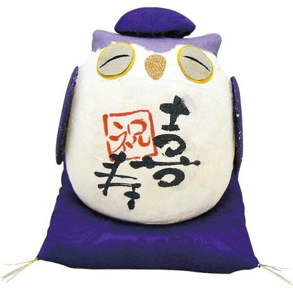 【直送】ちぎり和紙 長寿の祝いふくろう [26-0041-093] 喜寿 置物 フクロウ 梟 和雑貨 縁起物 飾り物 オブジェ インテリア 長寿祝い 敬老の日 喜寿 77歳 祖父母 ギフト プレゼント 贈り物