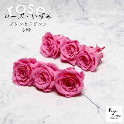 大地農園！プリザーブドフラワー 「ローズいずみ 6輪 プリンセスピンク」プリザ 花材 ハーバリウム おしゃれ かわいい プレゼント 贈り物　オオチノウエン バラ 薔薇 ローズ rose