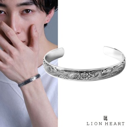 ライオンハート ハワイアン フラワー バングル サージカルステンレス316L シルバー 金属アレルギー対応 メンズ ブランド LION HEART
