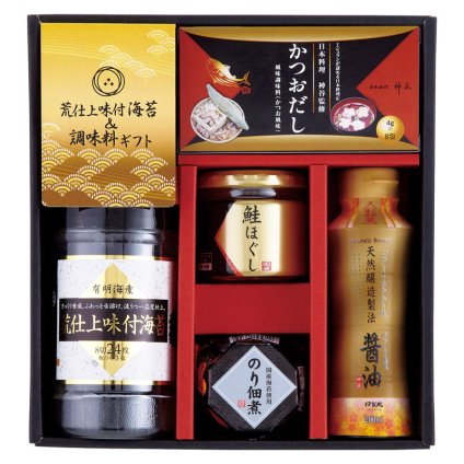 荒仕上味付海苔&調味料ギフト  ／セット・詰め合わせ 調味料 食品 お中元 御中元 ギフト 暑中 残暑 お盆 初盆 新盆 お供 御供 ギフト 2026 送料無料 ギフト プレゼント プチギフト 内祝い 快気祝い 出産祝い 結婚祝い 引出物 新築祝い お返し